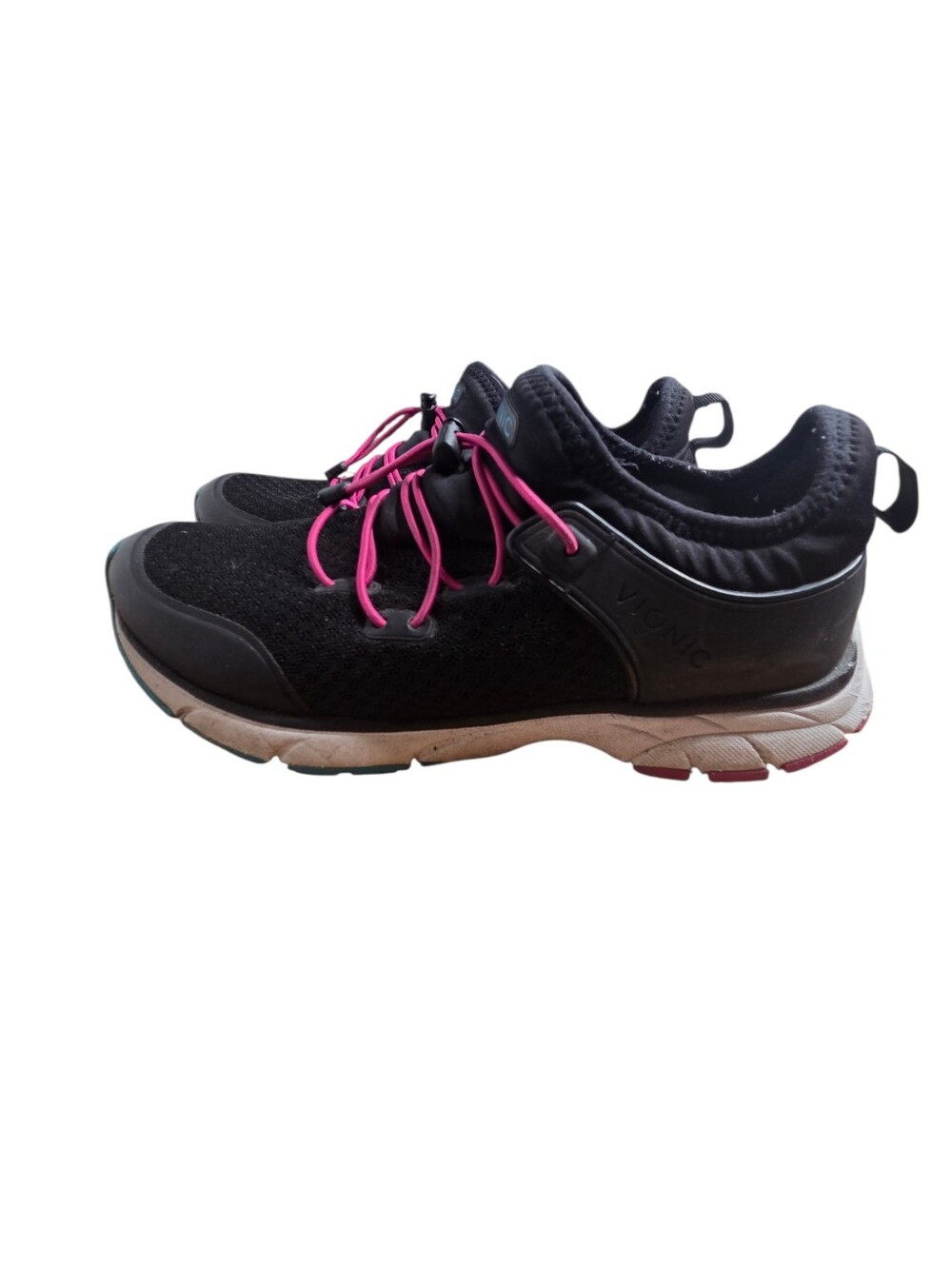 Vionic Women's London Sneaker Black Size 6 Pink Bungee Laces Running Jogger